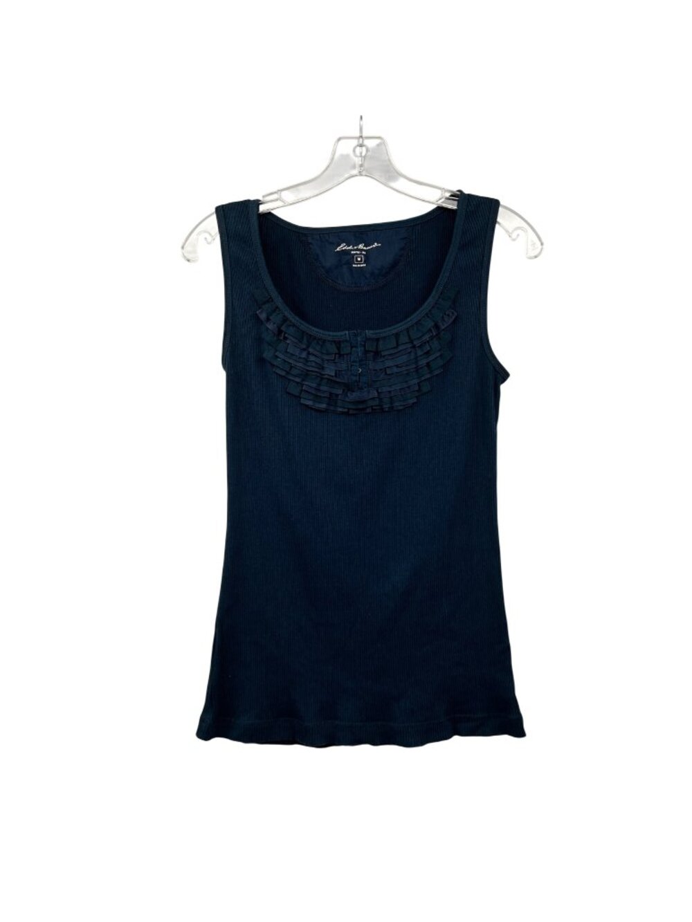 Eddie Bauer Womens Pleated Neck Tank Top Navy Size Medium